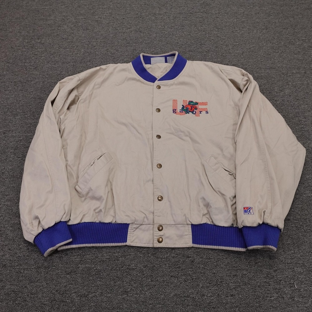 Vintage Florida Gators Jacket Mens XL Beige NCAA Football The Game UF 90s